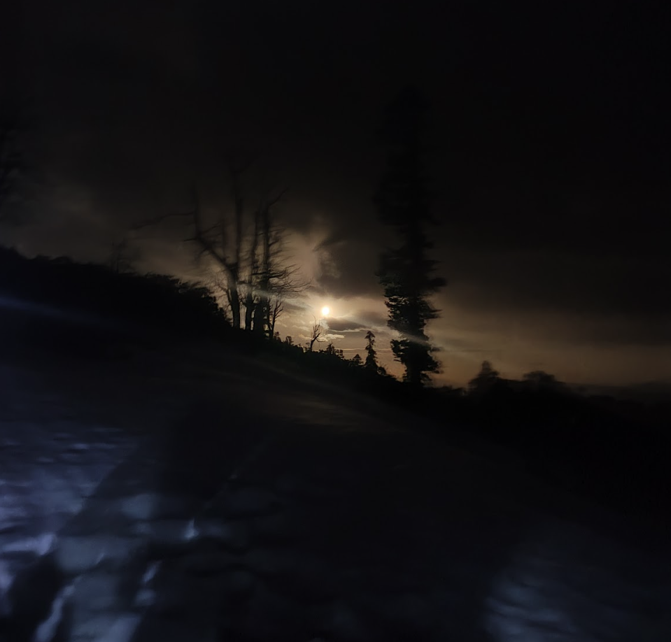 The moonlight and the snow cliffs